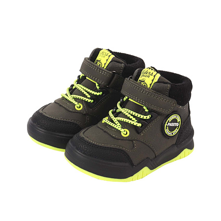 Ботинки Pasito демисезонные с текстильными вставками и яркими акцентами серые