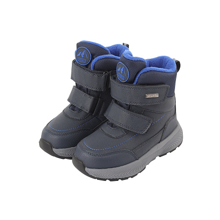 Сапоги Pasito на липучках с ярко-синими элементами серо-синие