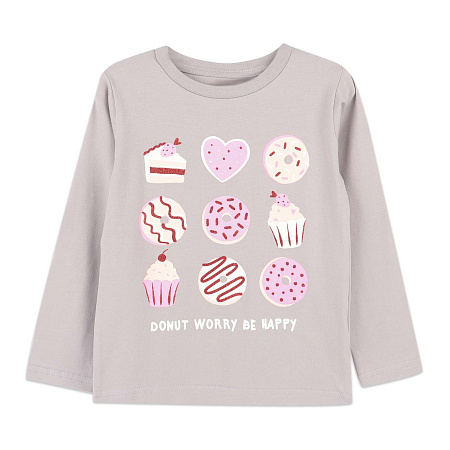 Лонгслив Lanson Kids с изображением сладостей и надписью серый