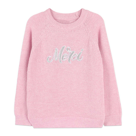 Джемпер Lanson Kids с блестящими металлическими нитями и надписью розовый