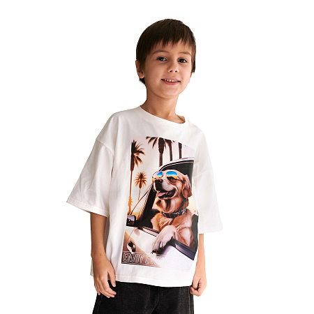 Футболка Lanson Kids с рисунком собаки белая