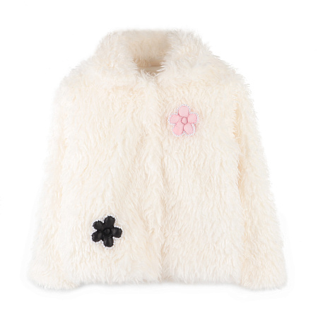 Куртка Lanson Kids демисезонная меховая с аппликацией белая