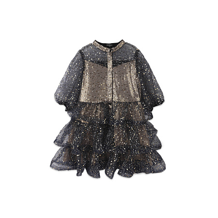 Платье с прозрачными элементами с пайетками черно-золотое