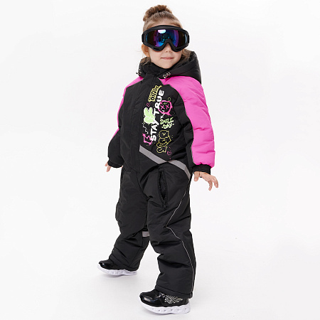 Комбинезон Lanson Kids с граффити надписями и ярким акцентом черный