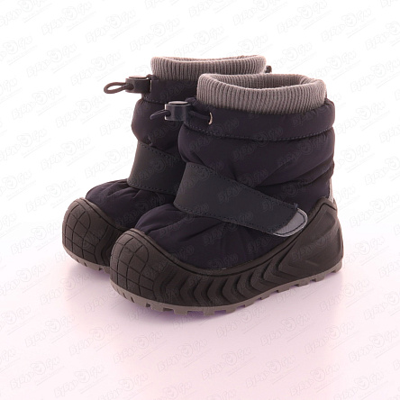 Сапоги Pasito утепленные на липучке с серыми манжетами темно-синие - фото 360