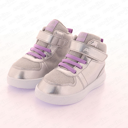 Кроссовки Pasito утепленные на шнуровке и липучке с цветными акцентами серебряные  - фото 360