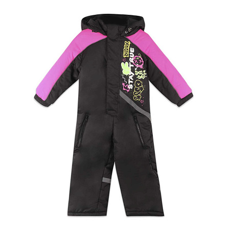 Комбинезон Lanson Kids зимний с яркими акцентами и светоотражающими полосами черный