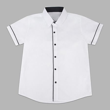 Рубашка Lanson Kids с коротким рукавом и декоративным синим кантом белая