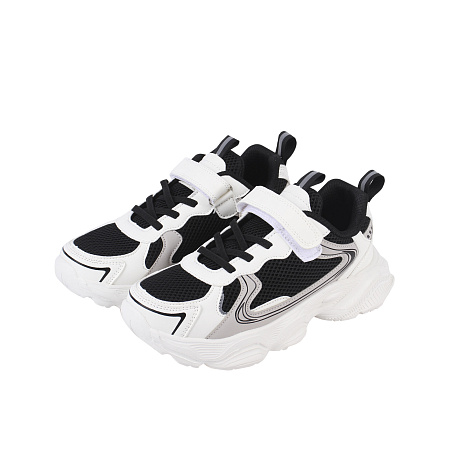 Кроссовки TIBURON на липучке с черными вставками белые