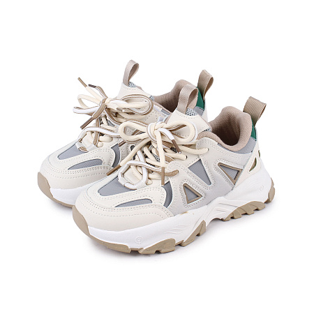 Кроссовки Barbaris с двойными шнурками и массивной подошвой бежевые