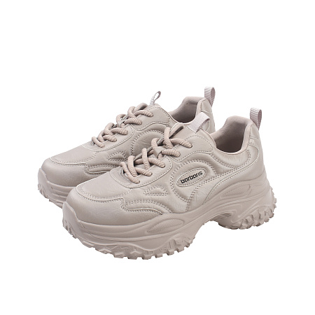 Кроссовки Barbaris на шнуровке с фигурной отстрочкой бежевые