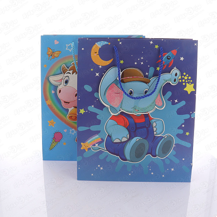 Пакет подарочный Веселые животные 26х31 см в ассортименте - фото 360