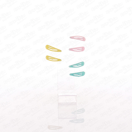 Заколки для волос глянцевые лимонные розовые мятные 6шт  - фото 360