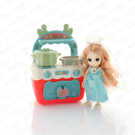 Куколка миниатюрная Lanson Toys с игровым кухонным набором - фото 360