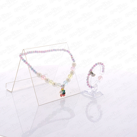 Набор украшений ожерелье и браслет сиренево-голубой - фото 360