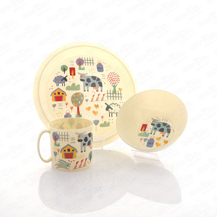 Набор посуды Idiland Ферма пластиковый 3предмета - фото 360