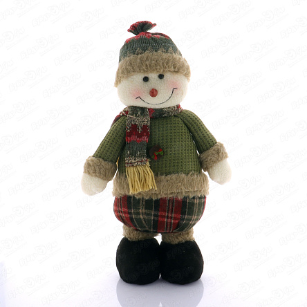 Декор новогодний мягкий снеговичок в шапке с шарфом 41см - фото 360
