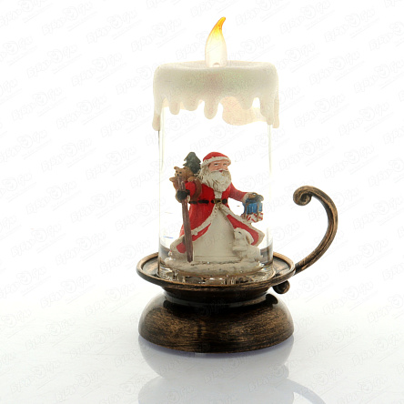 Фонарь светодиодный пластиковый Свеча с Дедом Морозом 21,5см - фото 360