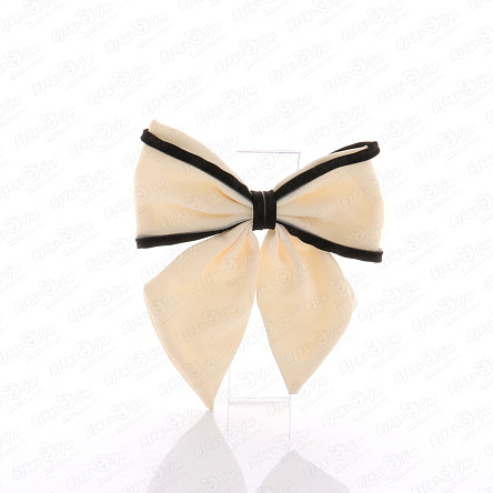 Заколка автоматическая бант глянцевый белый с черной окантовкой - фото 360