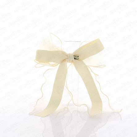 Заколка автоматическая бант молочный с длинными лентами - фото 360