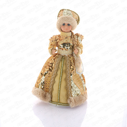 Фигура Снегурочка с емкостью для подарков в золотом 35см - фото 360 Фигура Снегурочка с емкостью для подарков в золотом 35см - фото 360