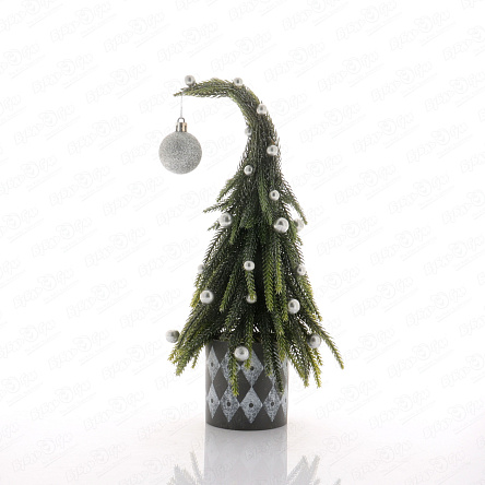 Декор елочка искусственная с серебряными шарами 30см - фото 360