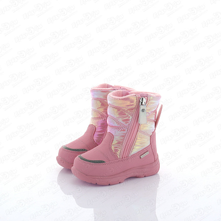 Сапоги сноубутсы Pasito утепленные на молнии с перламутровыми вставками розовые - фото 360