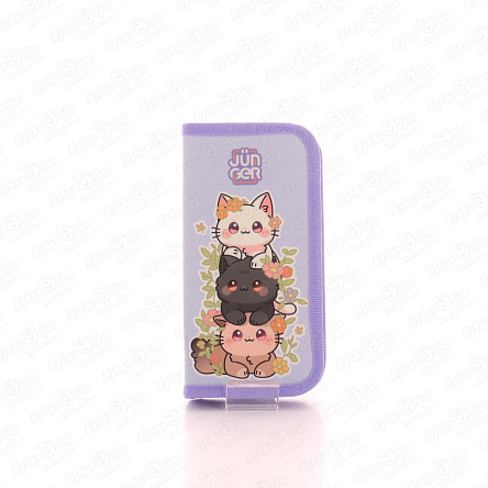 Пенал JUNGER Котята в цветах 1отдел сиреневый - фото 360