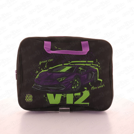 Папка JUNGER А4 Speed с фиолетовой машиной и зелеными надписями черная - фото 360