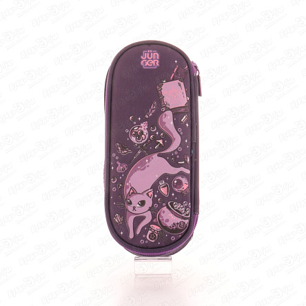 Пенал JUNGER Фиолетовый кот один отдел  - фото 360
