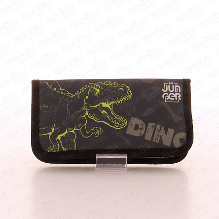 Пенал JUNGER Dino 1отдел с динозавром серо-желтый - фото 360