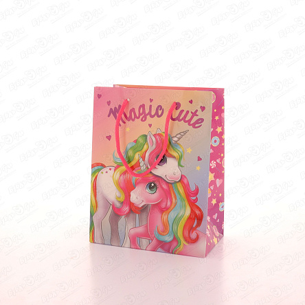 Пакет подарочный Друзья-единороги 18х22,7см - фото 360