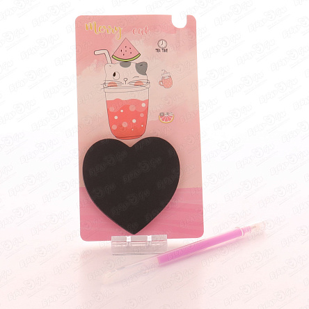 Стикеры для заметок JUNGER Сердце с розовой ручкой черные в ассортименте - фото 360