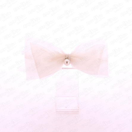 Бант школьный с подвеской жемчужина на резинке белый - фото 360