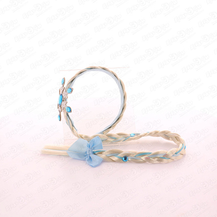 Ободок с косой и голубым бантом - фото 360