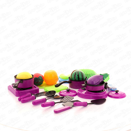 Набор игровой Овощи и фрукты с посудой  - фото 360