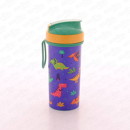 Стакан Пластишка с петлей с зеленой крышкой синий  400мл - фото 360