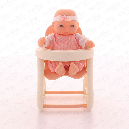 Пупс Lanson Toys со стульчиком для кормления в розовом наряде - фото 360