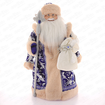 Фигура декоративная Дед Мороз с посохом в синем наряде 45см - фото 360
