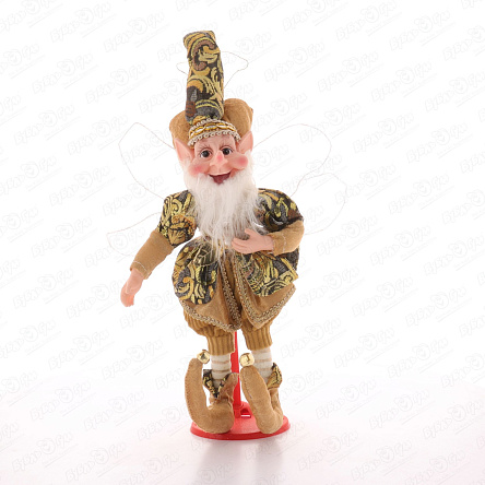 Фигурка декоративная Эльф винтажный золотой текстиль 30см - фото 360