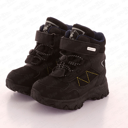 Сапоги сноубутсы Lanson Kids на липучке и шнуровке с рельефной противоскользящей подошвой черные - фото 360