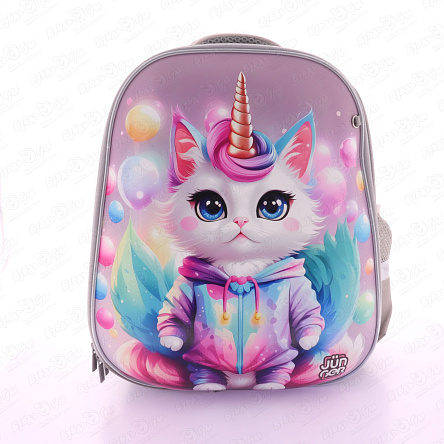 Ранец JUNGER корпусный Котенок-единорог эргономичный для начальной школы - фото 360