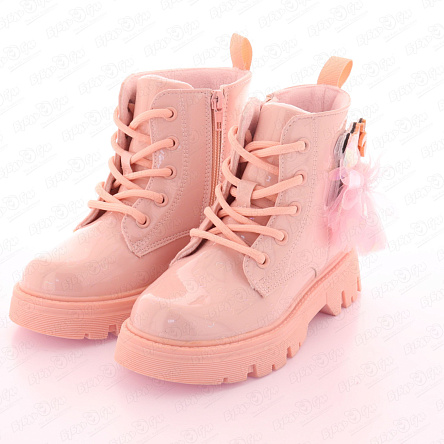 Ботинки Pasito на шнуровке и молнии с декоративным единорогом розовые - фото 360