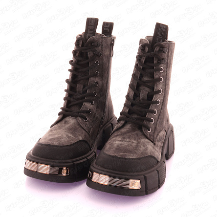 Ботинки Pasito утепленные высокие на шнурках и молнии с массивной подошвой серые - фото 360