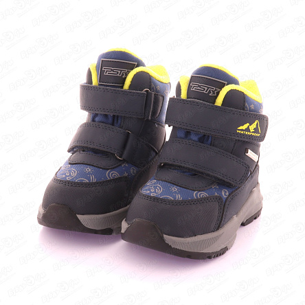 Сапоги Pasito с мембраной на липучках с цветными яркими акцентами синие  - фото 360