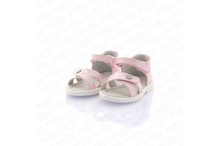 Сандалии Pasito открытые на липучке принт с серебряными звездочками розовые - фото 360