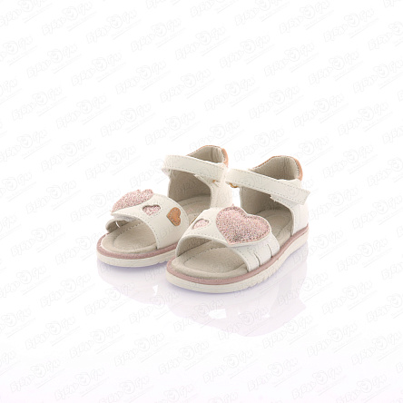 Туфли Pasito летние с розовыми сердечками белые - фото 360