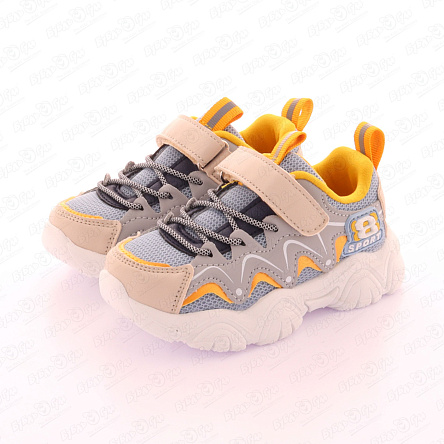 Кроссовки PASITO с желтыми элементами и массивной подошвой серо-голубые - фото 360