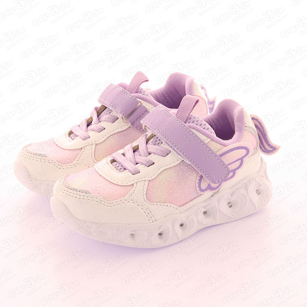 Кроссовки PASITO с сиреневыми элементами и светящейся подошвой белые - фото 360