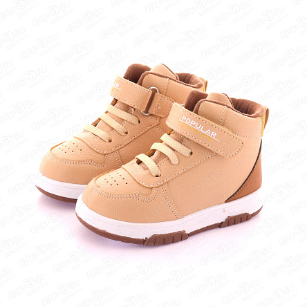 Ботинки Pasito на шнуровке и липучке с перфорацией бежевые - фото 360